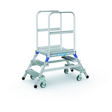 Двусторонний передвижной трап с легкосплавными ступенями и площадкой