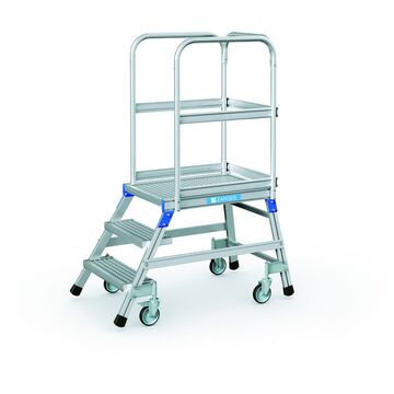 Односторонний передвижной трап со стальными решетчатыми ступенями и площадкой