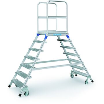 Двусторонний передвижной трап с легкосплавными ступенями и площадкой