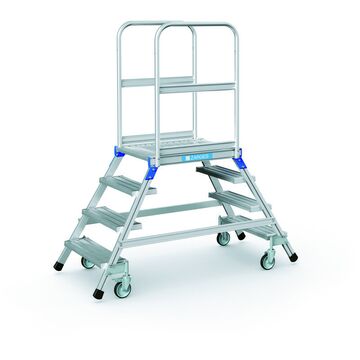 Двусторонний передвижной трап с легкосплавными ступенями и площадкой