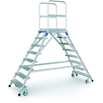 Двусторонний передвижной трап с легкосплавными ступенями и площадкой